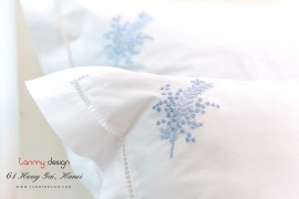 Pillowcase set - mimosa flowers embroidery